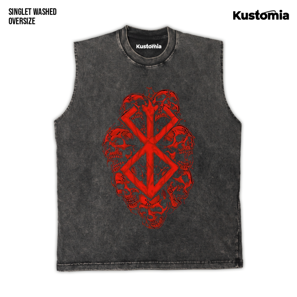 KUSTOMIA Singlet BERSERK Sleeveless Oversize Slimfit Washed Shirt | BERSERK-12