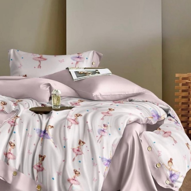 BIOSIBEDDING Sprei Katun Jepang Motif Anak Frozen Pink Animal Custom Quilt Duvet Cover - Sprei Grosi