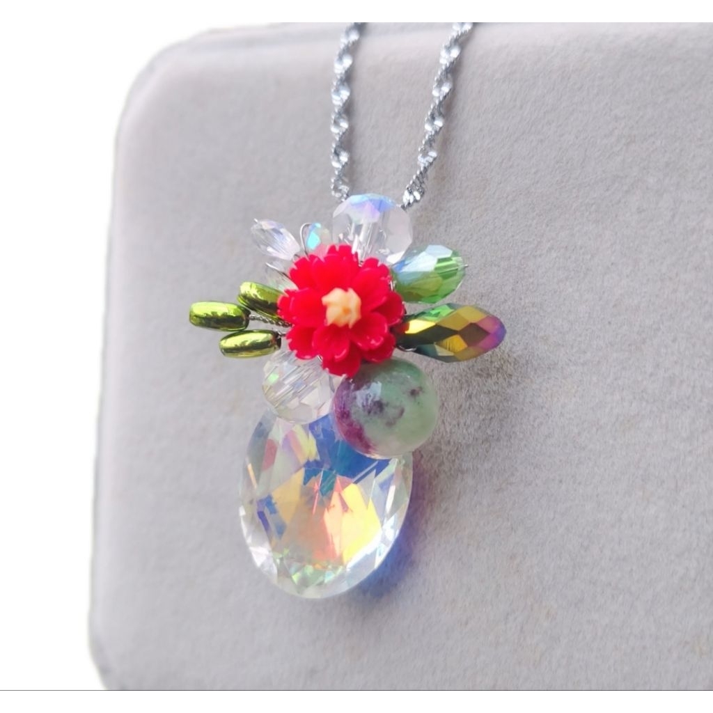 liontin mini original swarovski +kalung titanium