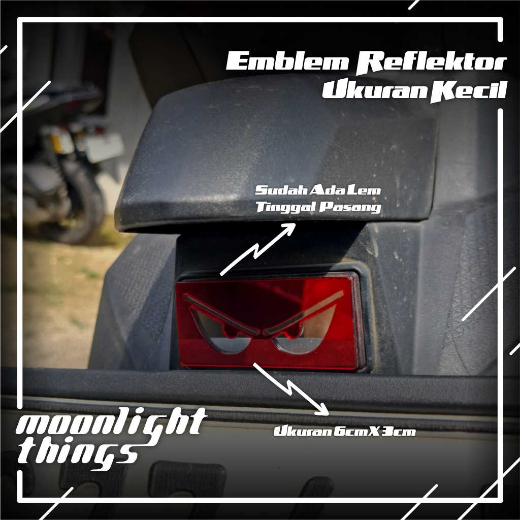 GARNISH / EMBLEM REFLEKTOR MATA KUCING AKRILIK SPAKBOR BELAKANG BEAT DELUXE ESP VARIO LED KARBU SUPR