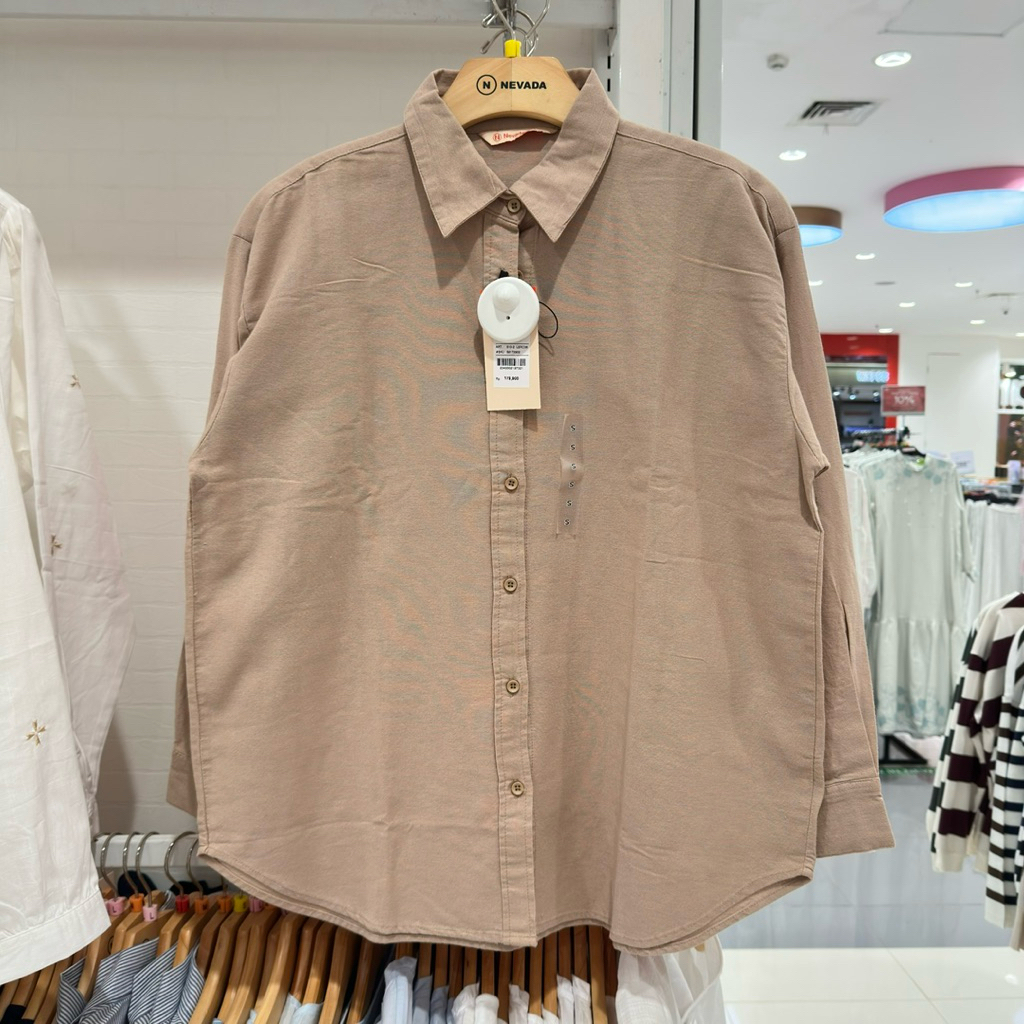 NEVADA Kemeja basic polos katun oxford crinkle wanita - Jastip Mall