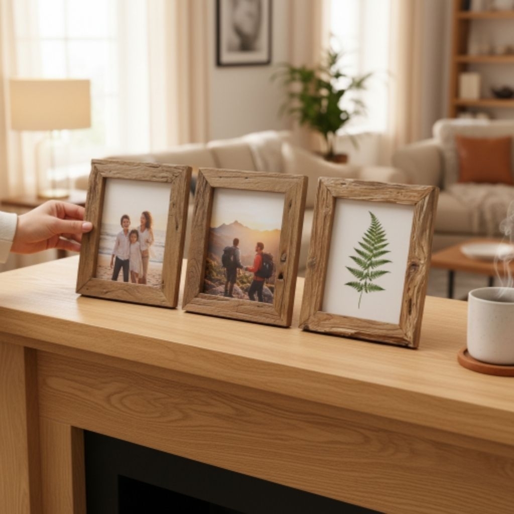 Bingkai Figura Foto Kayu Jati Kuno Erosi Rustic Ukuran A4 21cm x 29cm Natural Aestetik