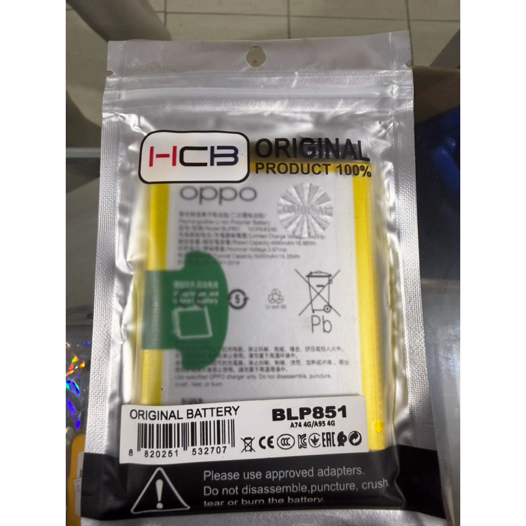 BATERAI HP HCB OPPO A74 4G A95 4G BLP851 ORIGINAL 100%