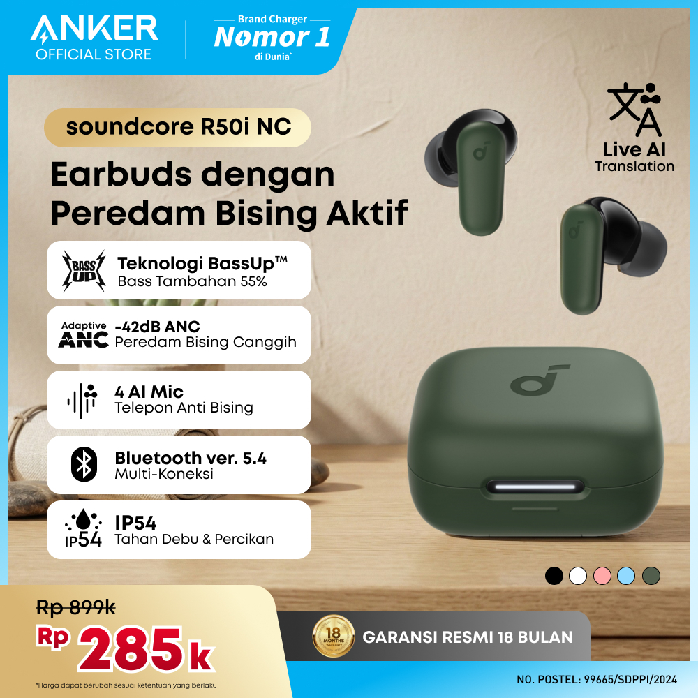 (NEW LAUNCH) Soundcore Anker R50i NC Earbuds Adaptive Noise Canceling Headset Earphone Bluetooth 5.4
