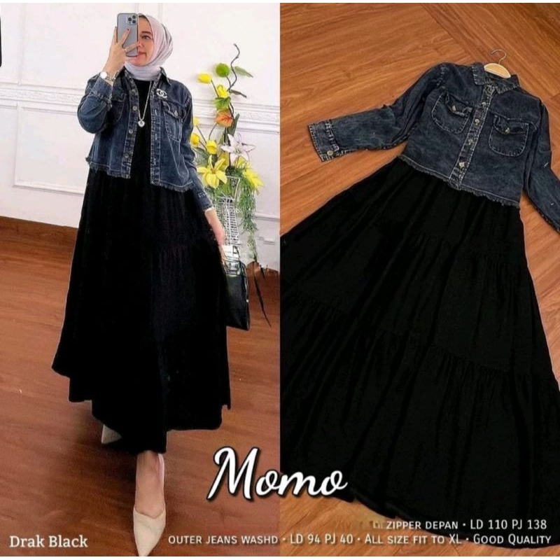 ONE SET JAKET JEANS CROP DAN INER SUSUN DRESS BUSUI SETELAN WANITA KEKINIAN DAN VIRAL UKURAN JUMBO