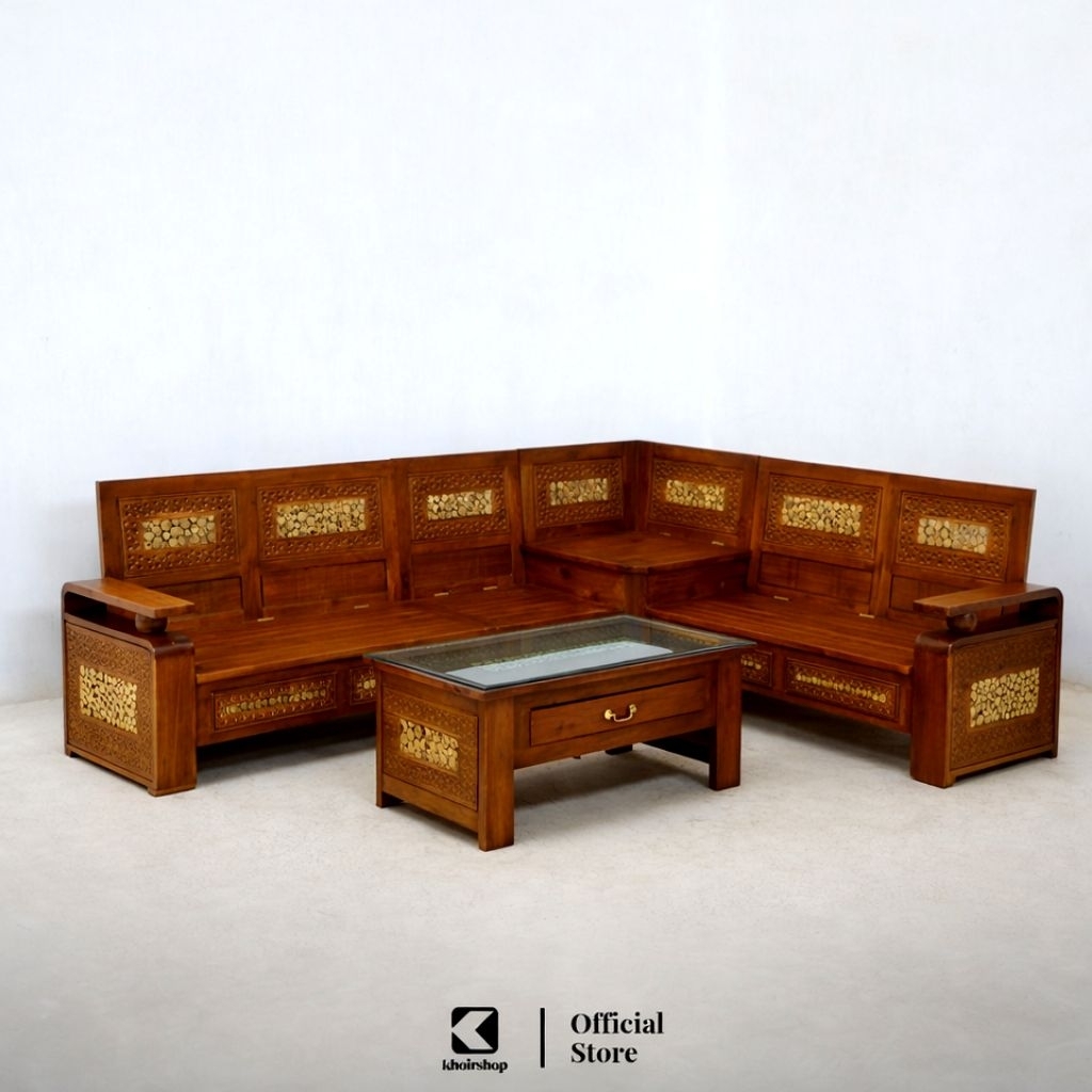SET KURSI TAMU MINIMALIS KURSI RUANG TAMU SUDUT KAYU JATI KURSI MEJA TAMU RETRO