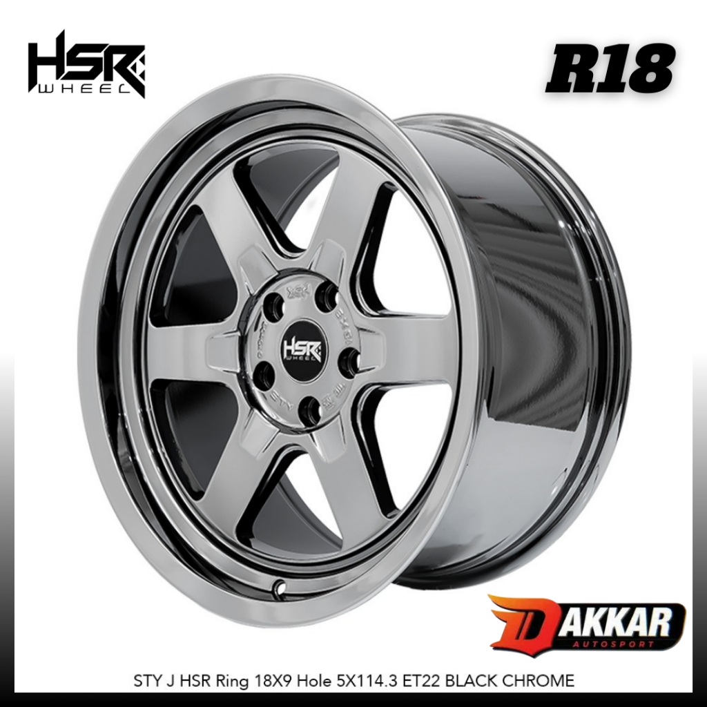 VELG RACING R18 BLACK CHROME HSR STY R18 LEBAR 9 ET 22 VELG TE37 HSR RING 18 WARNA BLACK CHROME