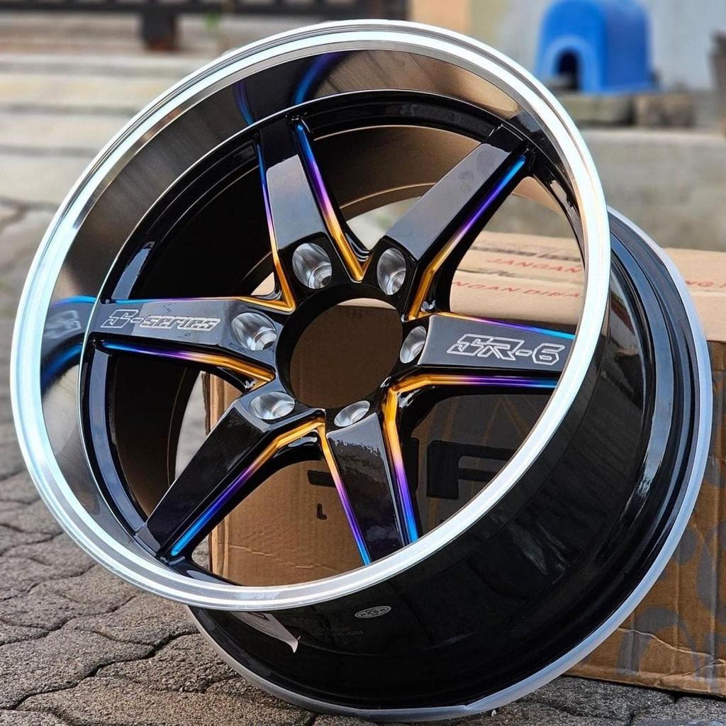 velg mobil JF LUXURY SR-6 S Series Burntip R18 Lebar 9.5 ET 20 SAMLONG Pcd 6X139.7 Aloy Rainbow paje