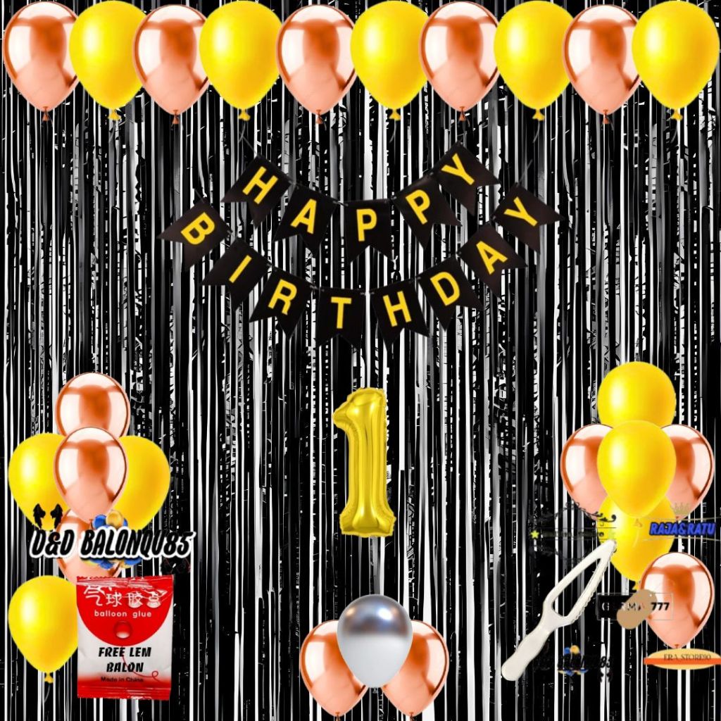 Paket Dekorasi Balon Happy Birthday Rosegold KunIng Anak Set Pesta Ulang Tahun Dewasa Simple