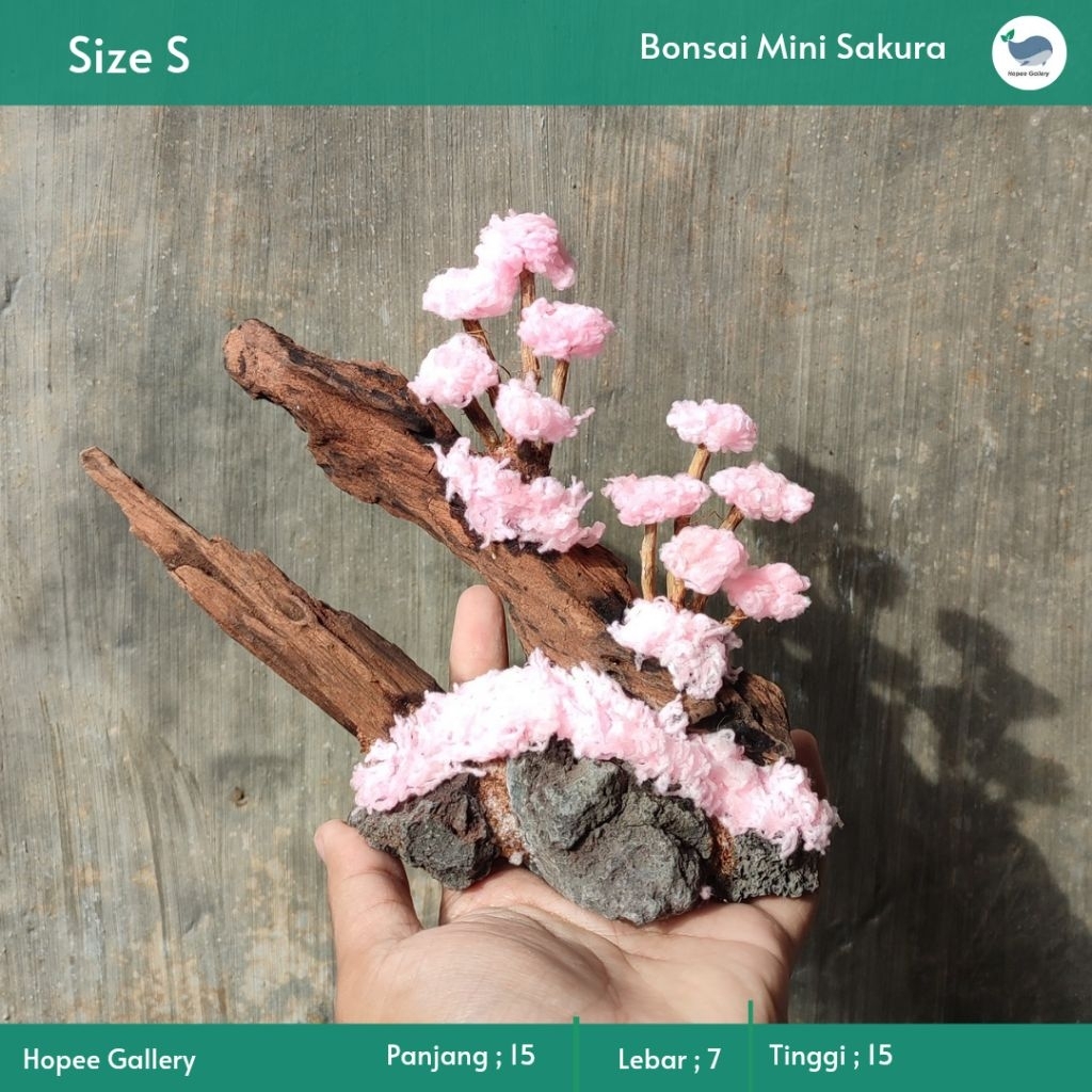 BONSAI MINI SAKURA SINTETISBonus Moss Hiasan Aquape Akuarium