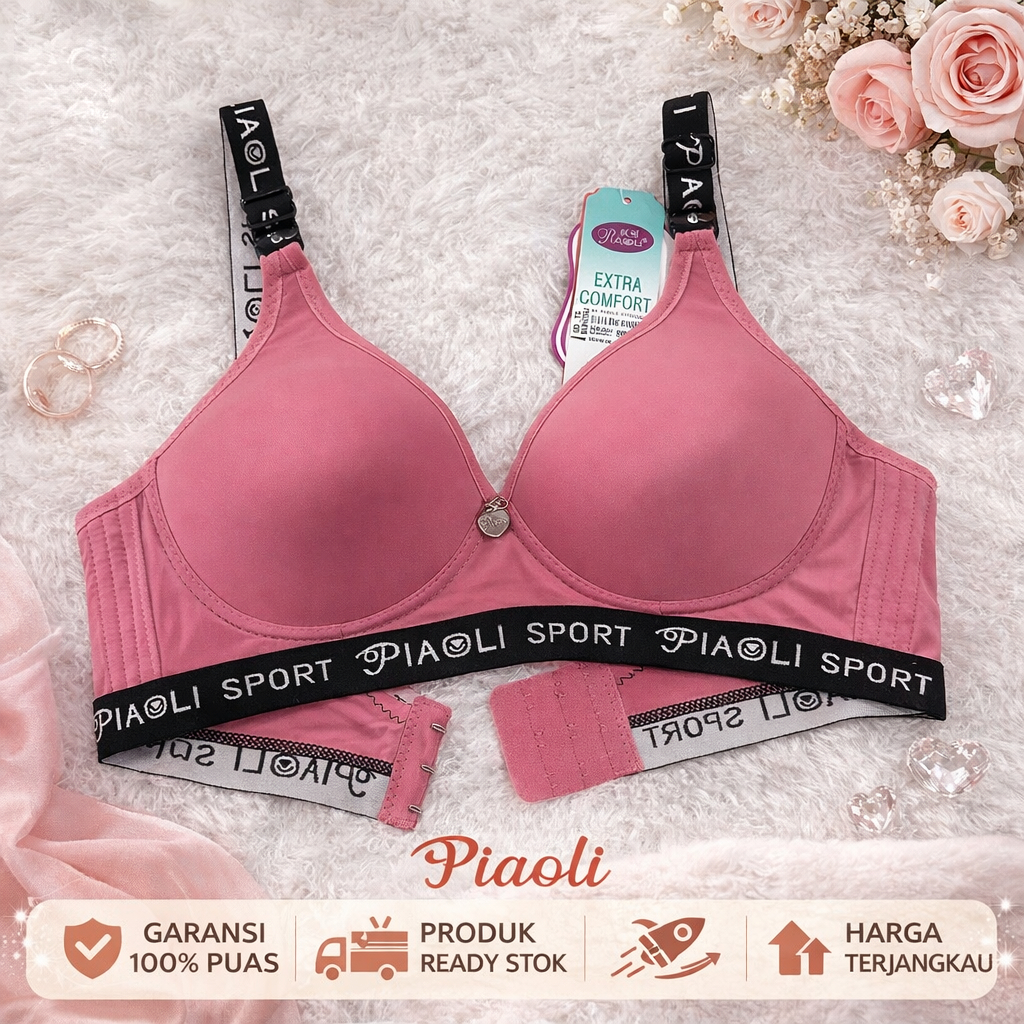 BRA Wanita Piaoli 389 | BH Piaoli Sport Tanpa Kawat | Size 36 38 40 42
