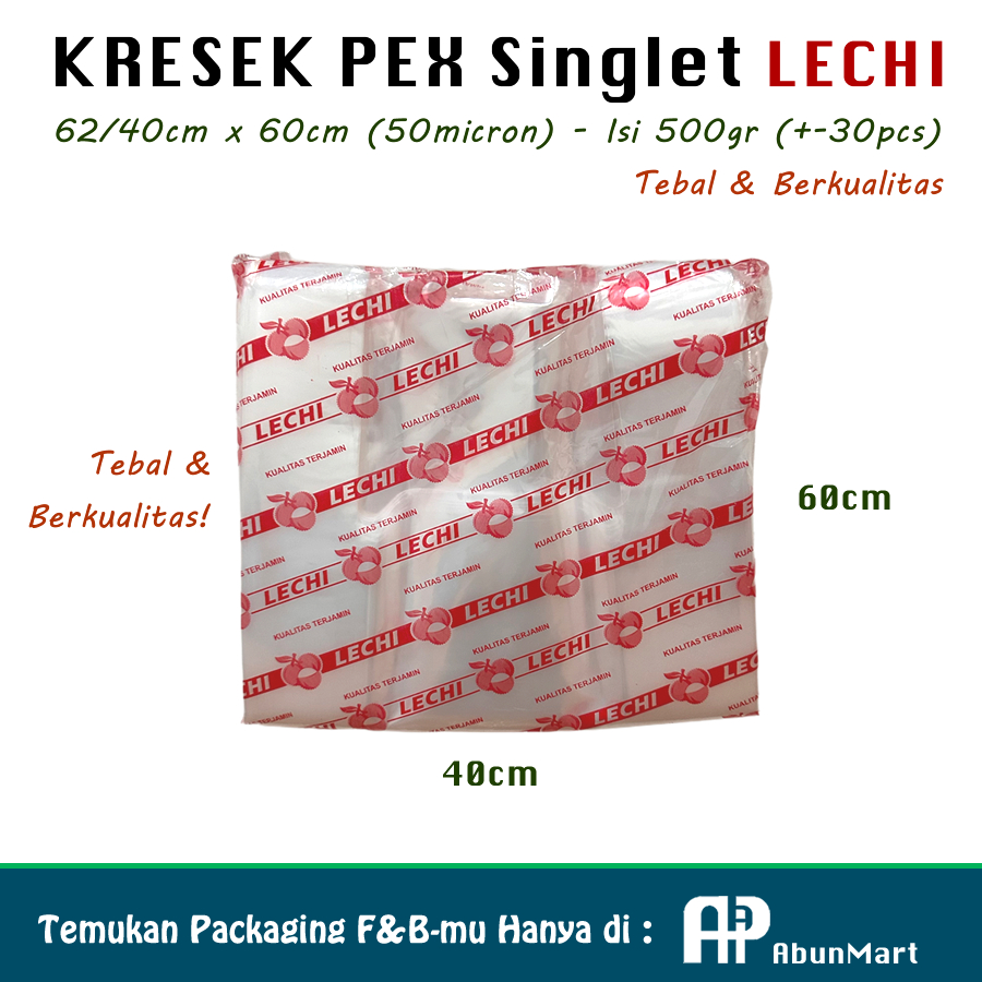 Kresek PE 40cm Lechi Bening Isi 500gr (50micron)