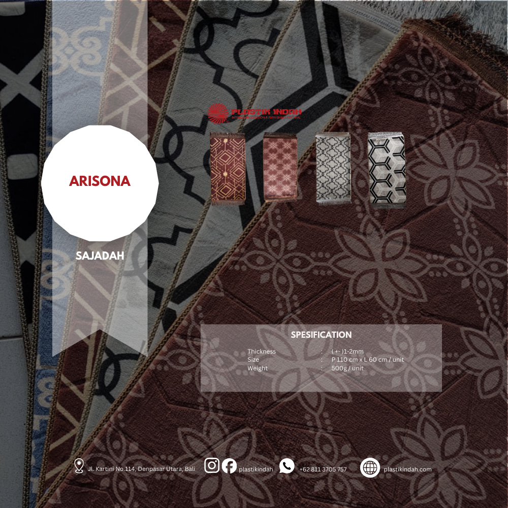 Sajadah Arisona | Sajadah satuan | Sajadah Motif | Panjang 110 cm Lebar 60 cm