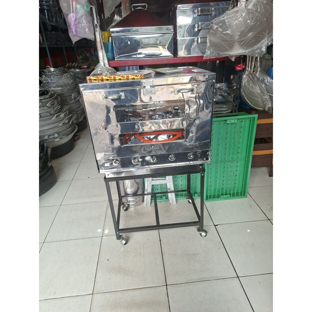 oven gas stenliss 60x40x50 + loyang + peti kayu
