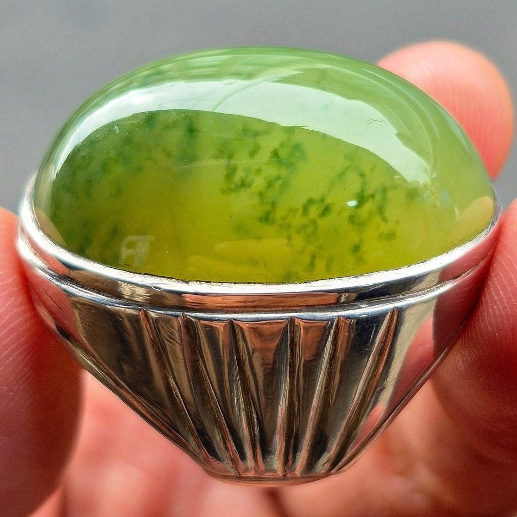 Natural batu sungai dareh pupis jumbo ring perak