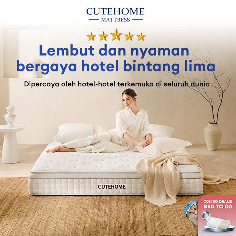 CUTEHOME Kasur Spring bed Kemasan Vakum Free Bantal Ukuran Kasur 90x200, 120x200, 160x200, 180x200cm