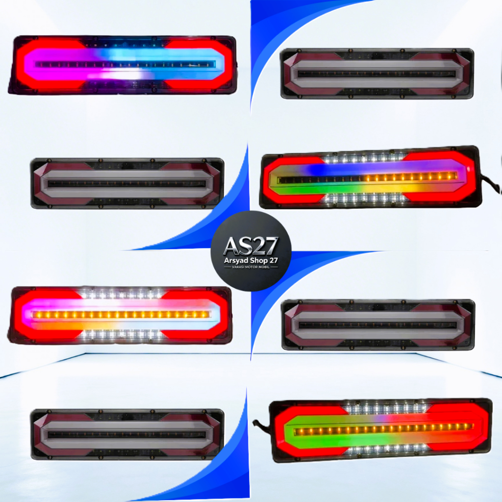 Stoplamp Sepasang Truk Bis 12-24Volt 46Cm RGB Running