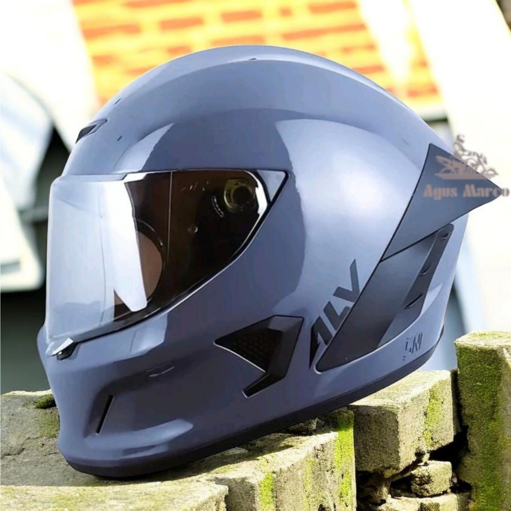 Helm ALV Skull Full Face Grey Gloss SNI Original