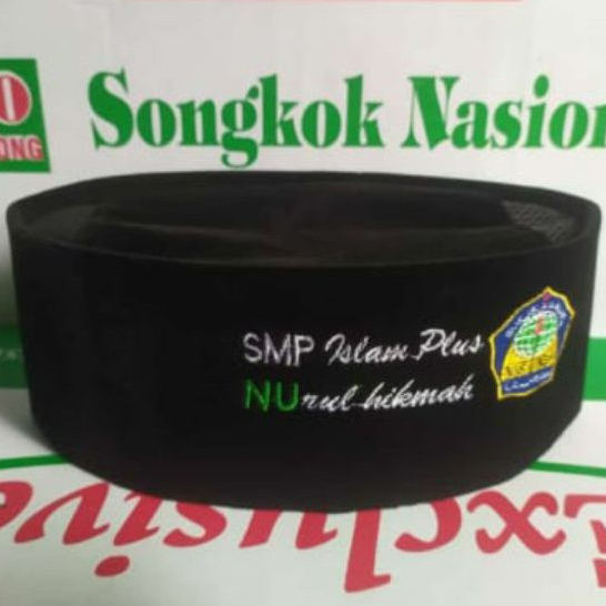 Songkok Nasional Peci Bordir Logo Custom Peci Hitam Murah
