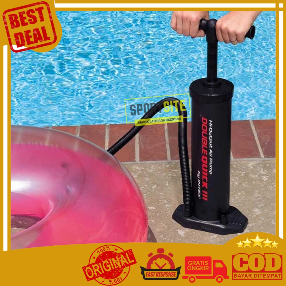 Intex Double Quick III Hi-Output Air Hand Pump Portable 19 Inch Pompa Udara Besar Sofa Bantal Kasur 