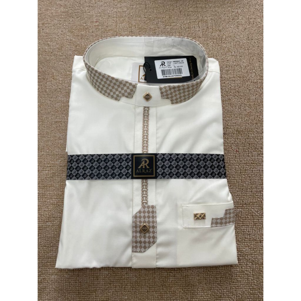 BAJU KOKO ALRAZ LENGAN PENDEK KHUSUS WARNA CREAM