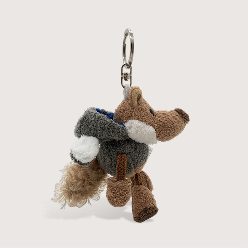 Ready-Jelek dan lucu Seekor serigala berbulu domba Gantungan kunci mini boneka mewah Pesona tas seko