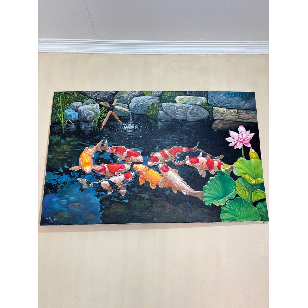 Lukisan ikan Koi 3D + Frame