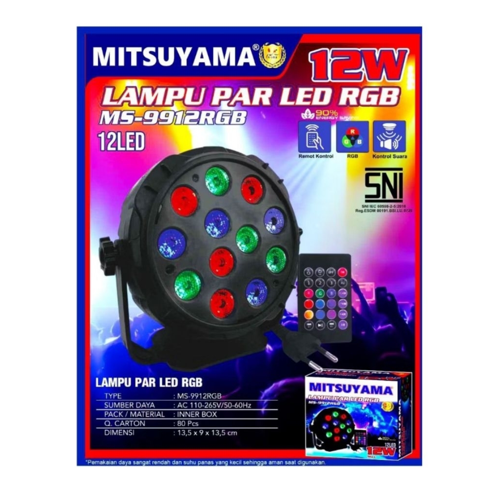 Lampu Disco RGB Mitsuyama + Remote Lampu Par Led