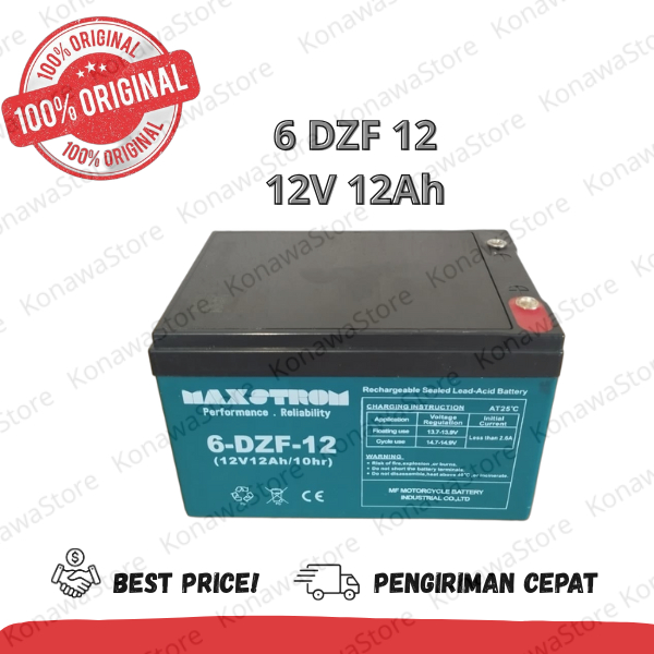 Aki Maxstrom 6 DZF 12 12V 12Ah Aki Sepeda Listrik