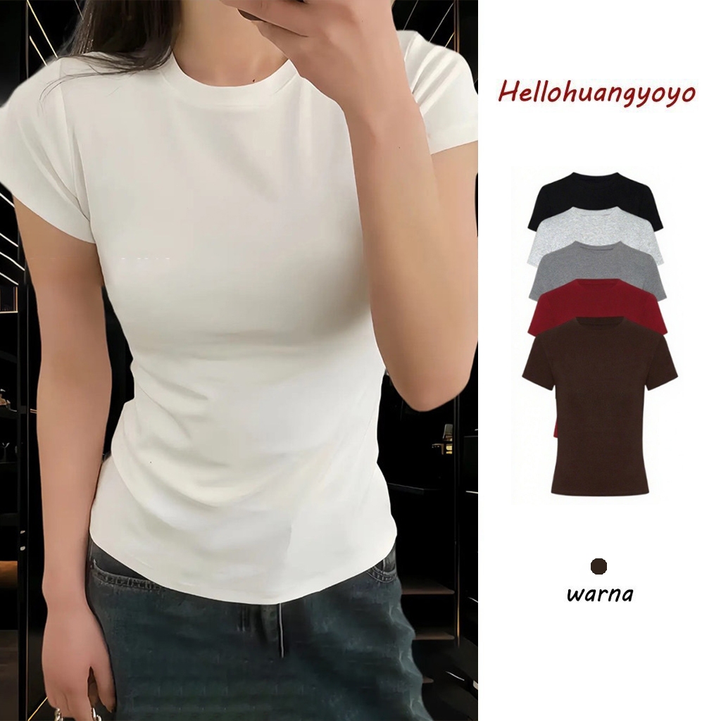 Aerostreet Fuji Kaos Wanita Perfect Fit Cotton Cloud Putih Fitted T-shirt Cewek Women Casual Cotton 