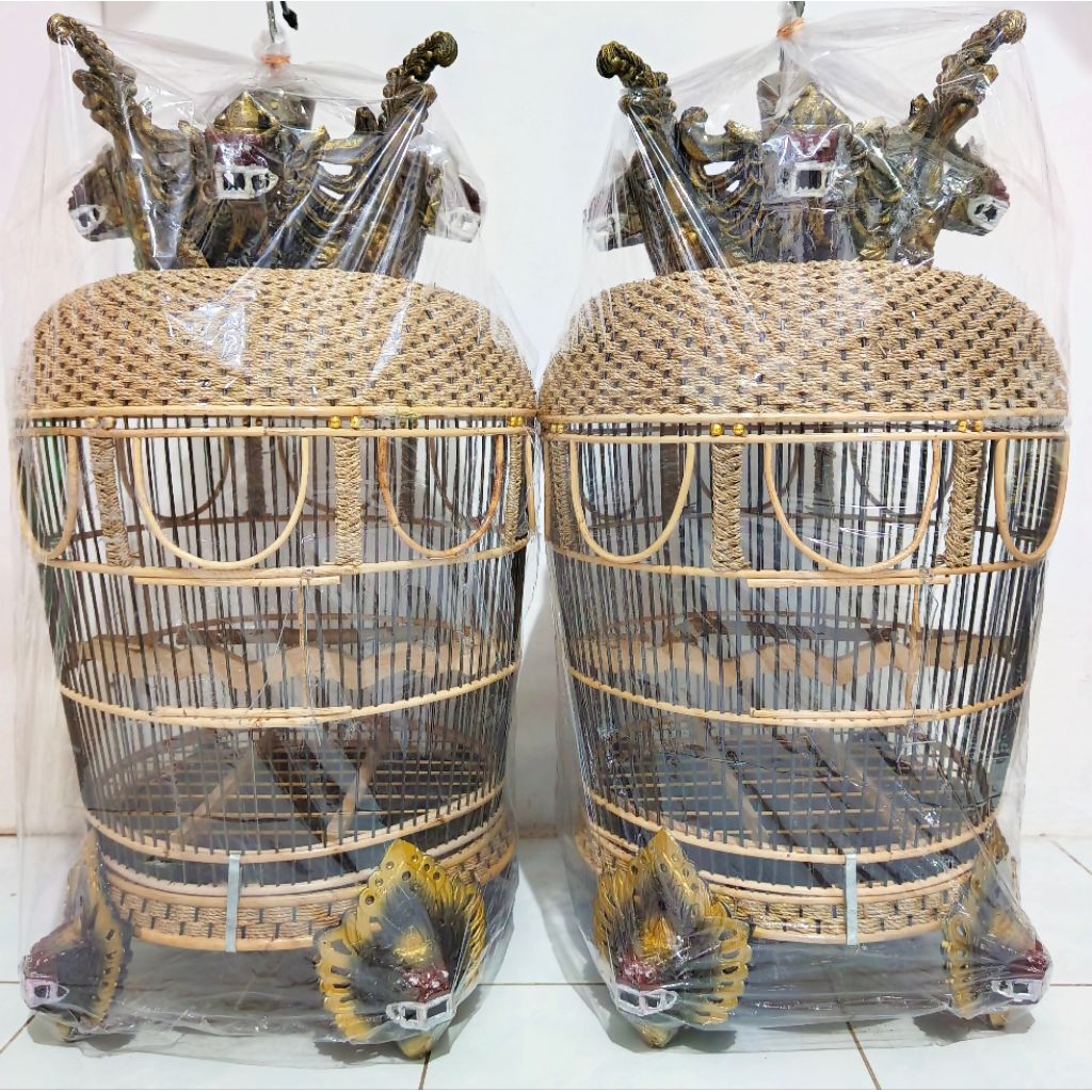 (INSTAN KURIR) Sangkar Perkutut Rajut Fiber Mahkota Barong Kaki Fiber
