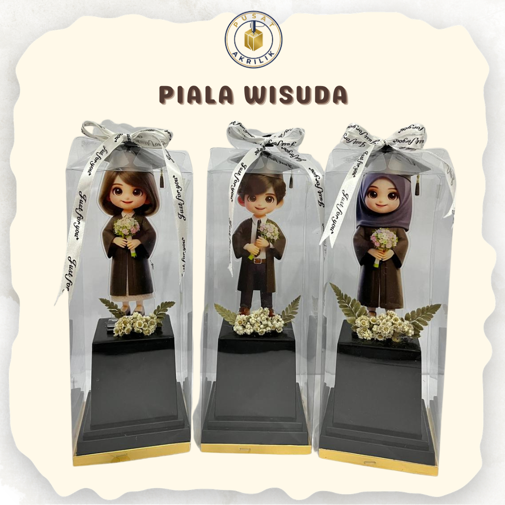 Piala Akrilik Wisuda Anak + Kotak Mika Pita Untuk Hadiah,Kenangan