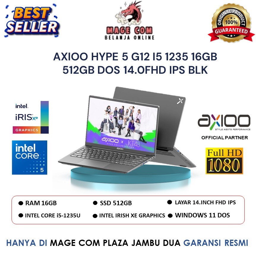 AXIOO HYPE 5 G12 I5 1235 16GB 512GB DOS 14.0FHD IPS BLK