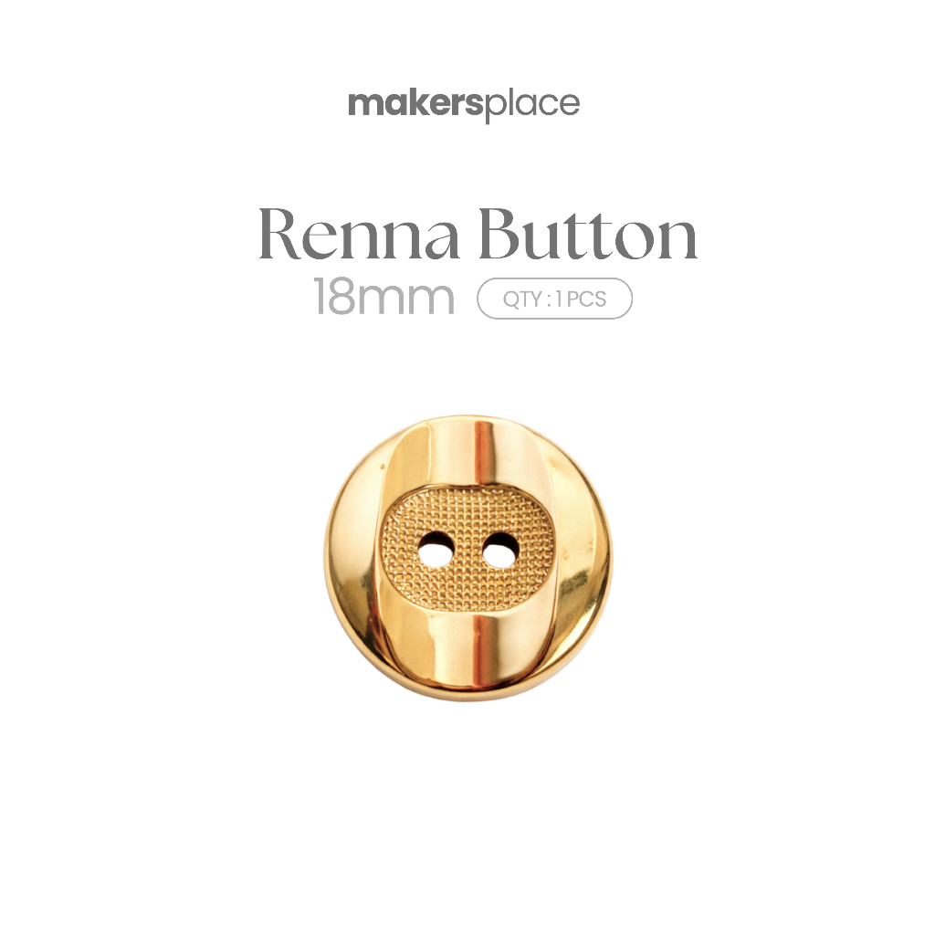 MAKERSPLACE Kancing Baju Mewah Bahan Plastik Warna Gold Kancing Kemeja| Renna Button 18mm
