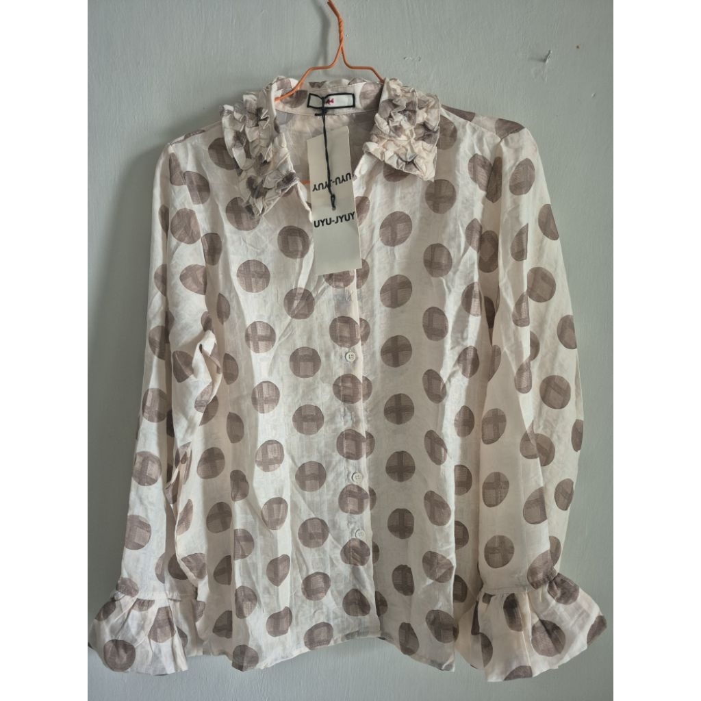 One set blouse polkadot set rok plisket import china