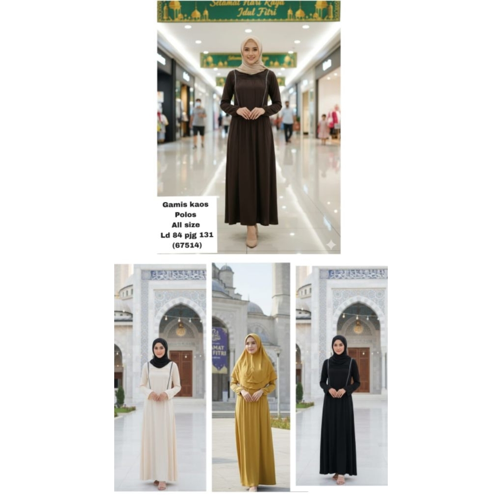 Gamis wanita /gamis kaos kekinian (67514)