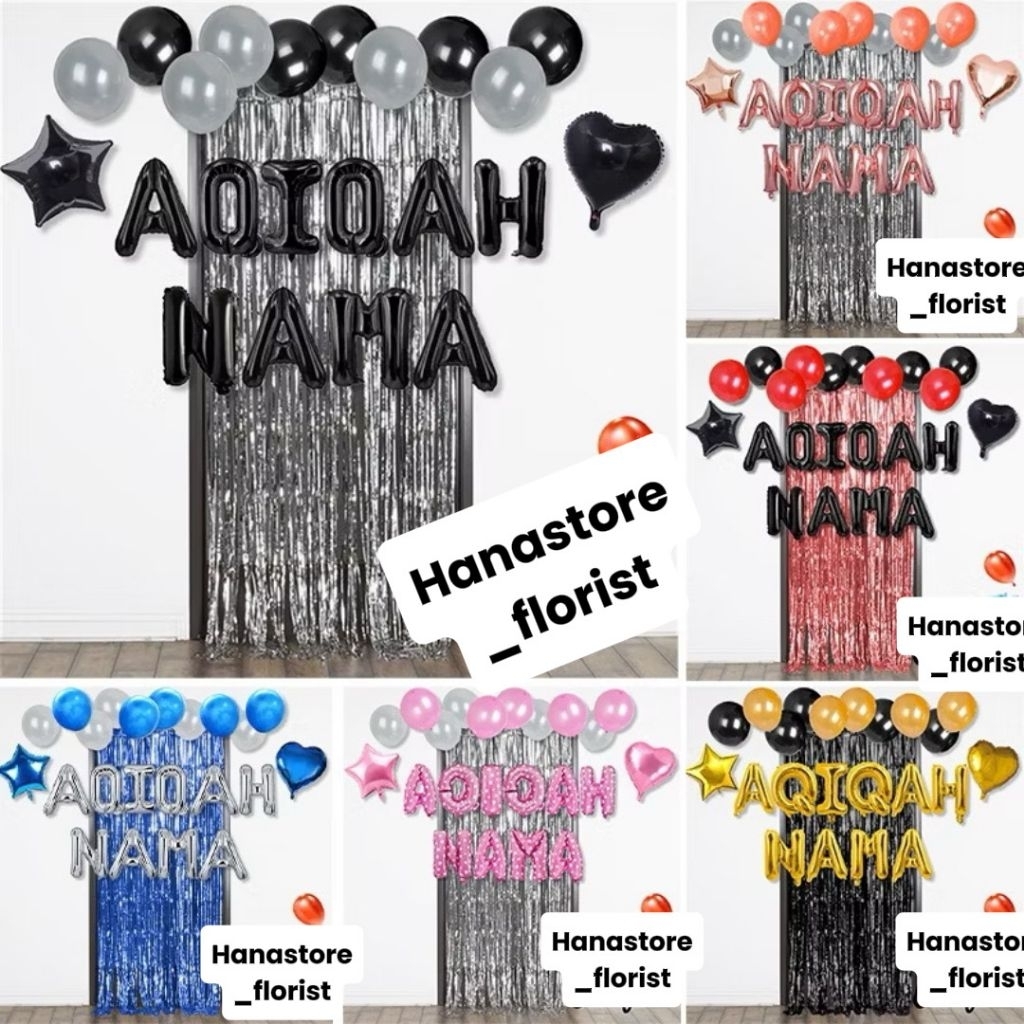 Paket Dekorasi Balon AQIQAH Simple / Set Balon Tasyakuran Aqiqah Anak