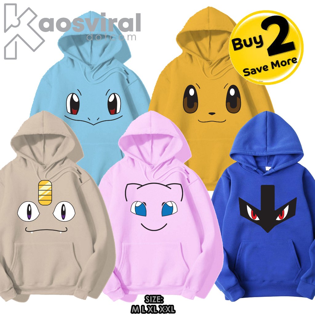 JACKET HOODIE POKEMON SQUIRTLE / EEVEE / MEOWTH / MEW / LUCARIO JUMPER