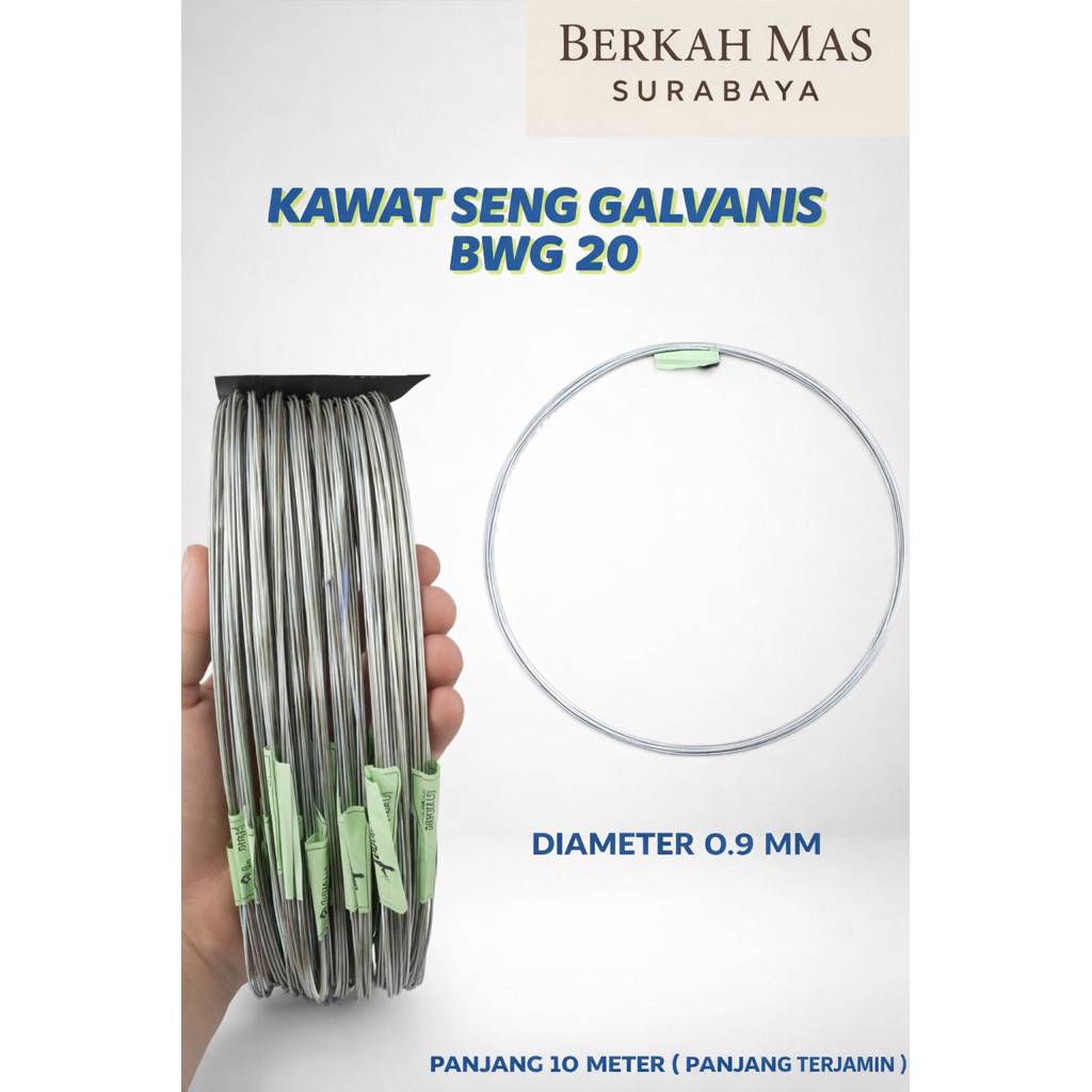 Kawat Seng Galvanis BWG 20 ( 0,9 mm ) - 1 Roll Panjang  10 Meter