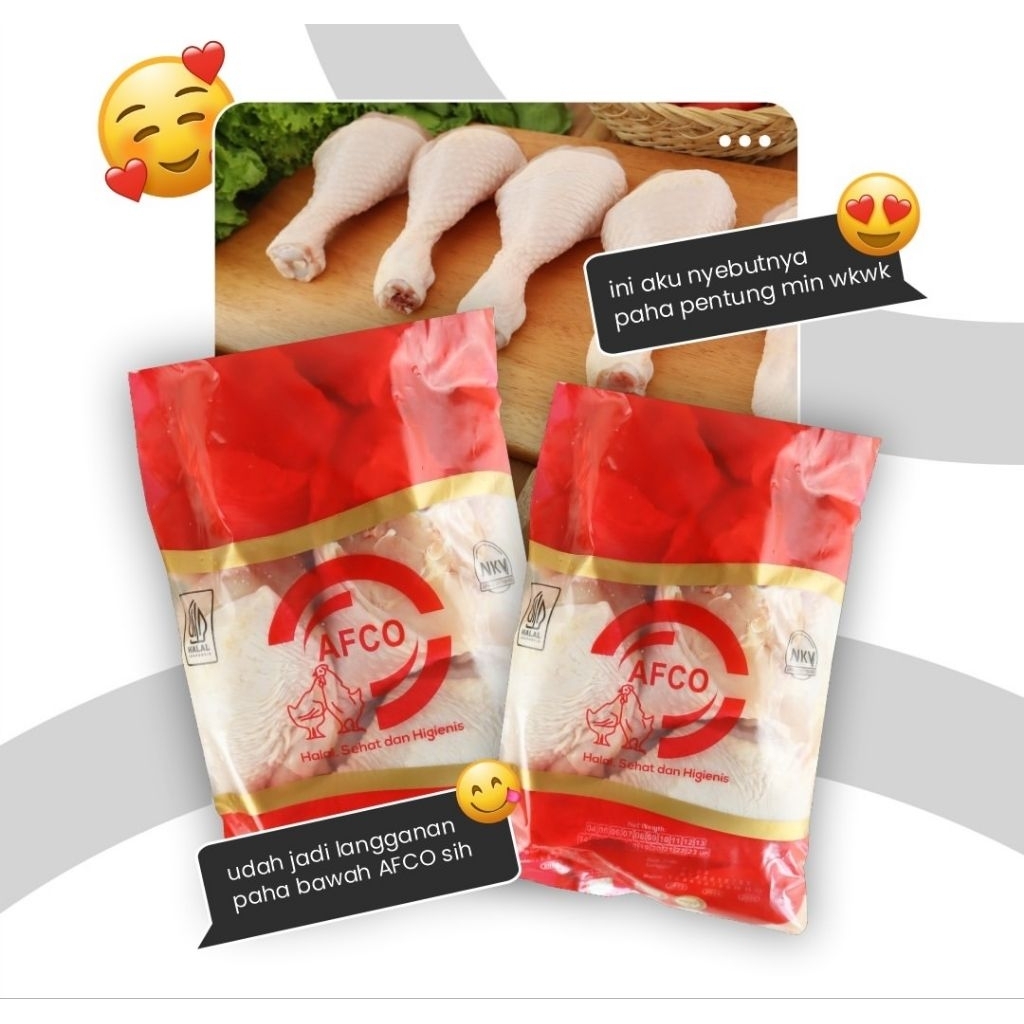 PAHA AYAM BAWAH/PAHA PENTUNG/DRUMSTICK AFCO BERAT 1,1-1,2KG