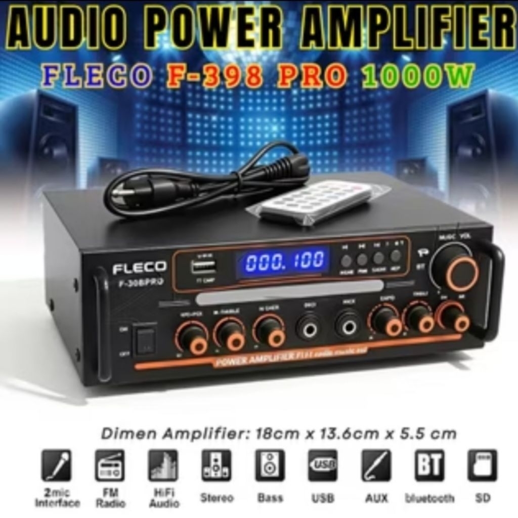 SERBA COD power amplifier fleco F BT 198 B PRO blutut karaoke echo