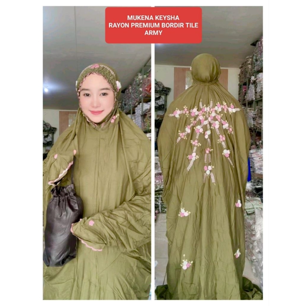 Mukena Terusan Dewasa Rayon Tile Rambat