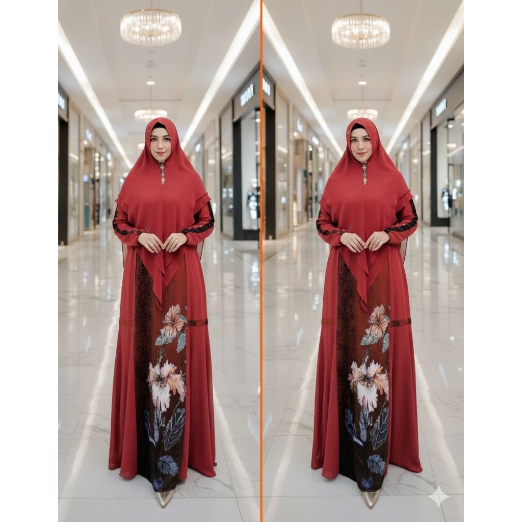 gamis syari ceruti printing premium cesya by Hannatia