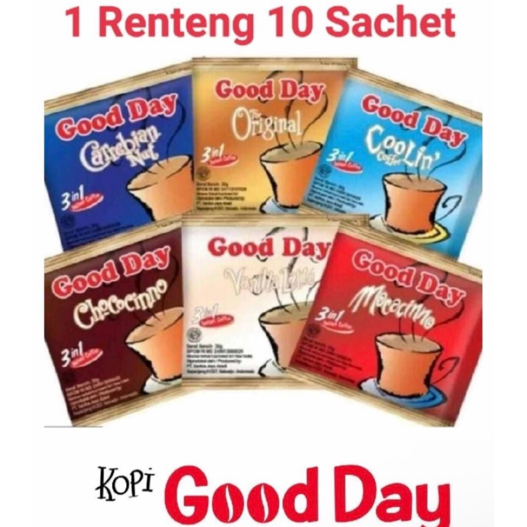 Kopi good day / good day collin / good day carrebian nut / good day ori / good day mocacino / good d