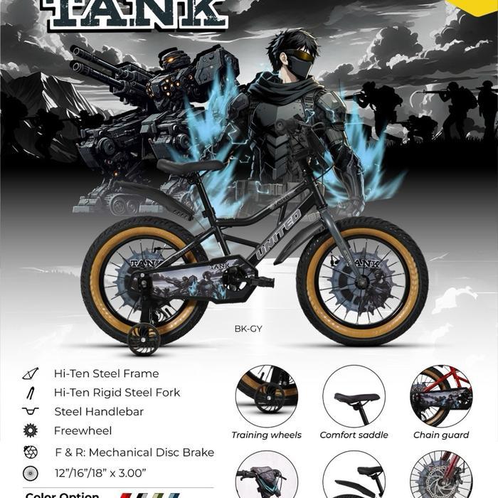 SEPEDA ANAK BMX 12 inch UNITED TANK  Dan United Panzer Original REM CAKRAM BY UNITED TERBARU