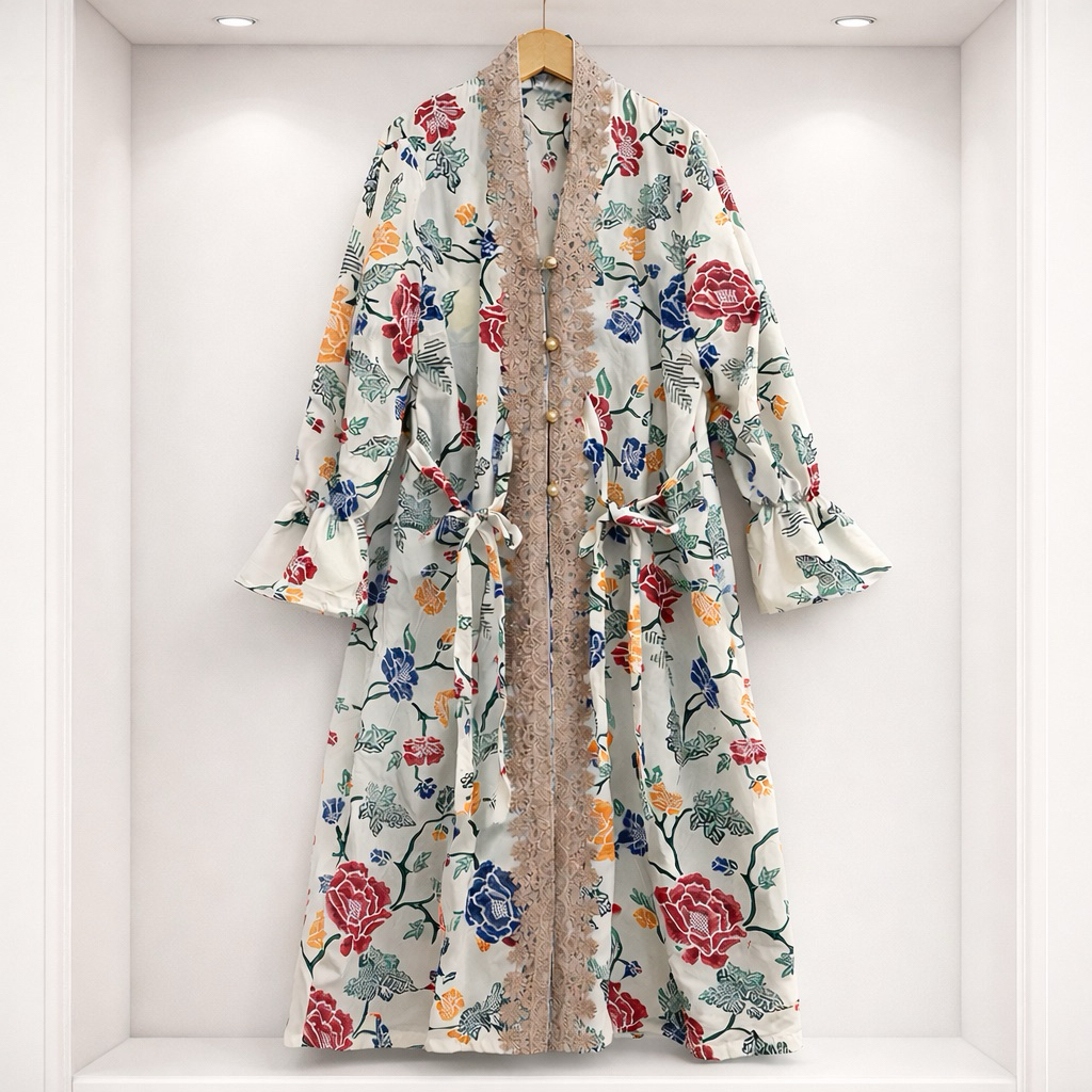 TUNIK BATIK PUTIH TUNIK BATIK RENDA TUNIK BAJU WANITA