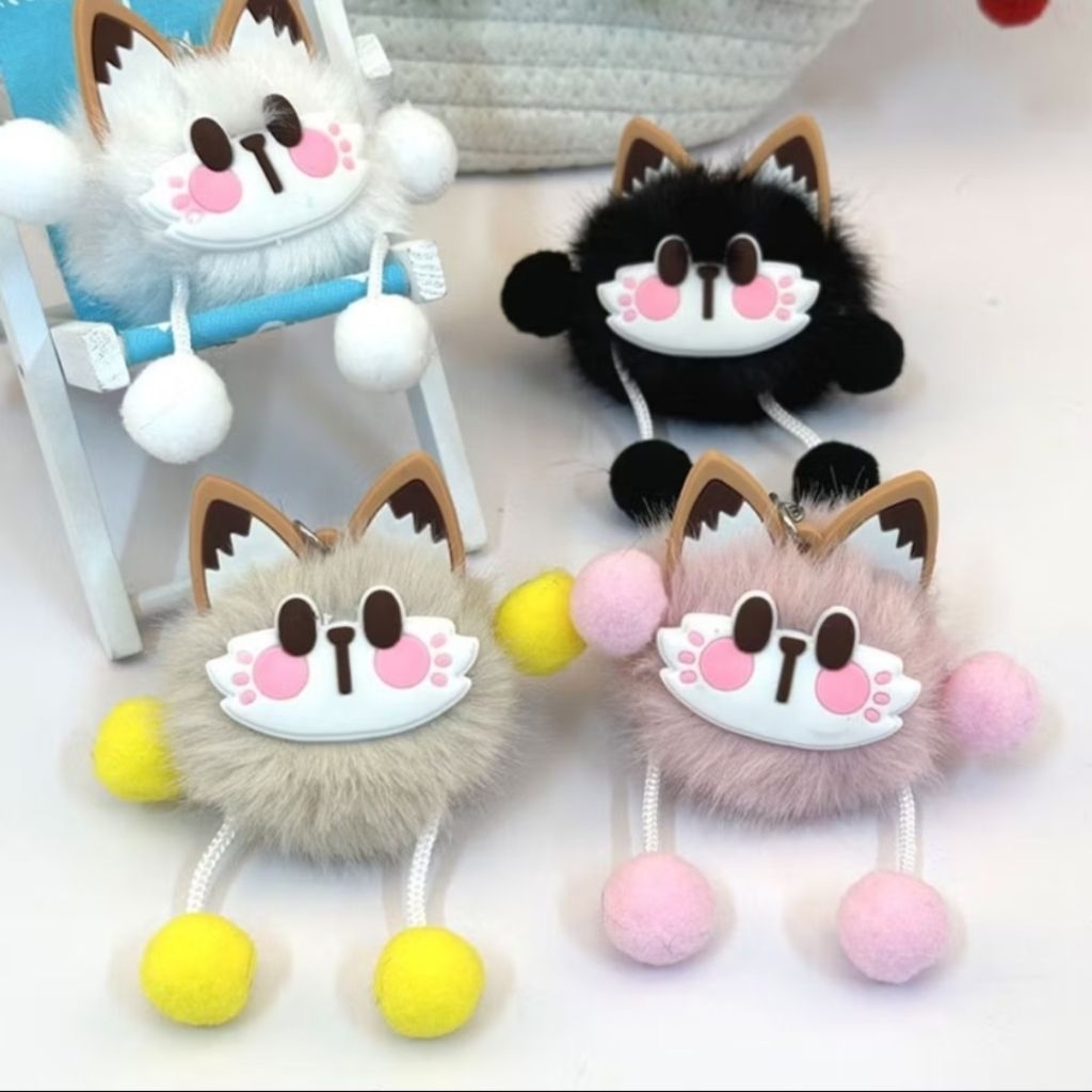 GANTUNGAN ANJING BULU LUCU WARNA WARNI | GANCI TAS MINI POM POM