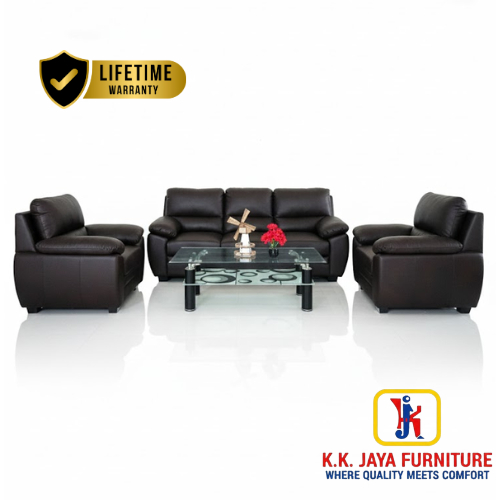 Set Sofa Tamu Kulit Coklat Tua 3-2-1 - ASANA SARIRA 07