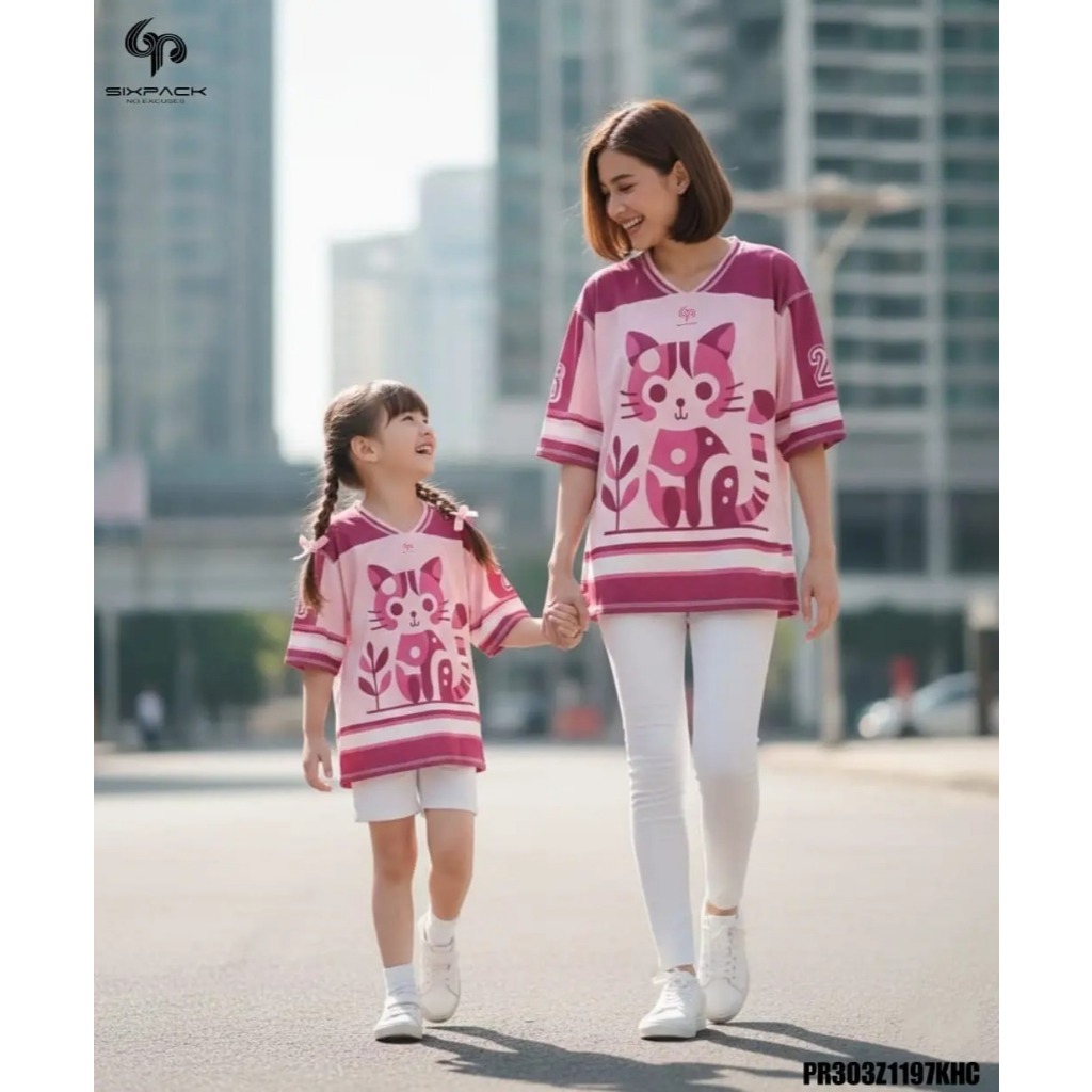 Kaos Atasan Olahraga Wanita Oversize Anak Cewek Couple Ibu - Motif Printing Premium By Sixpack