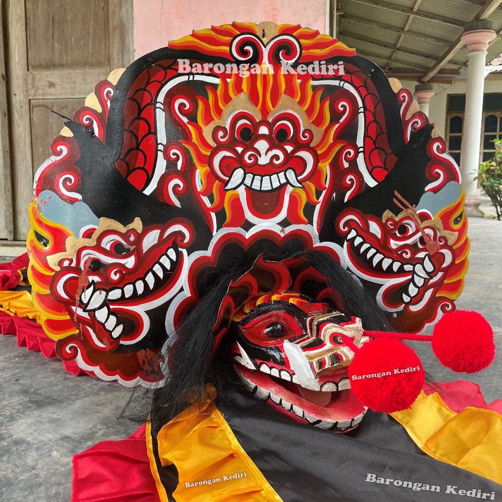 Barongan Kediri Barongan Telon Warna Merah Ukuran 15 Pentas Premium Fullset